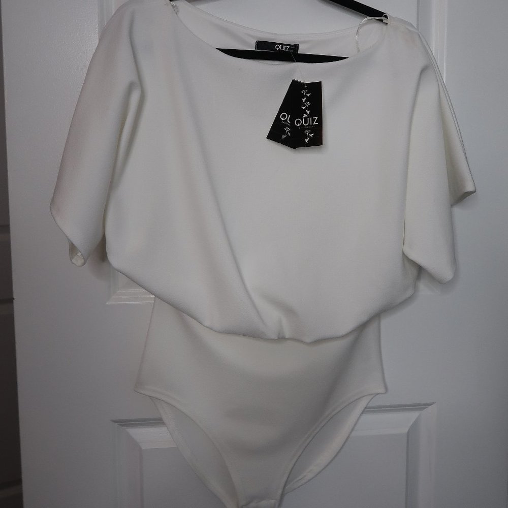 QUIZ White Boat Neck Bodysuit